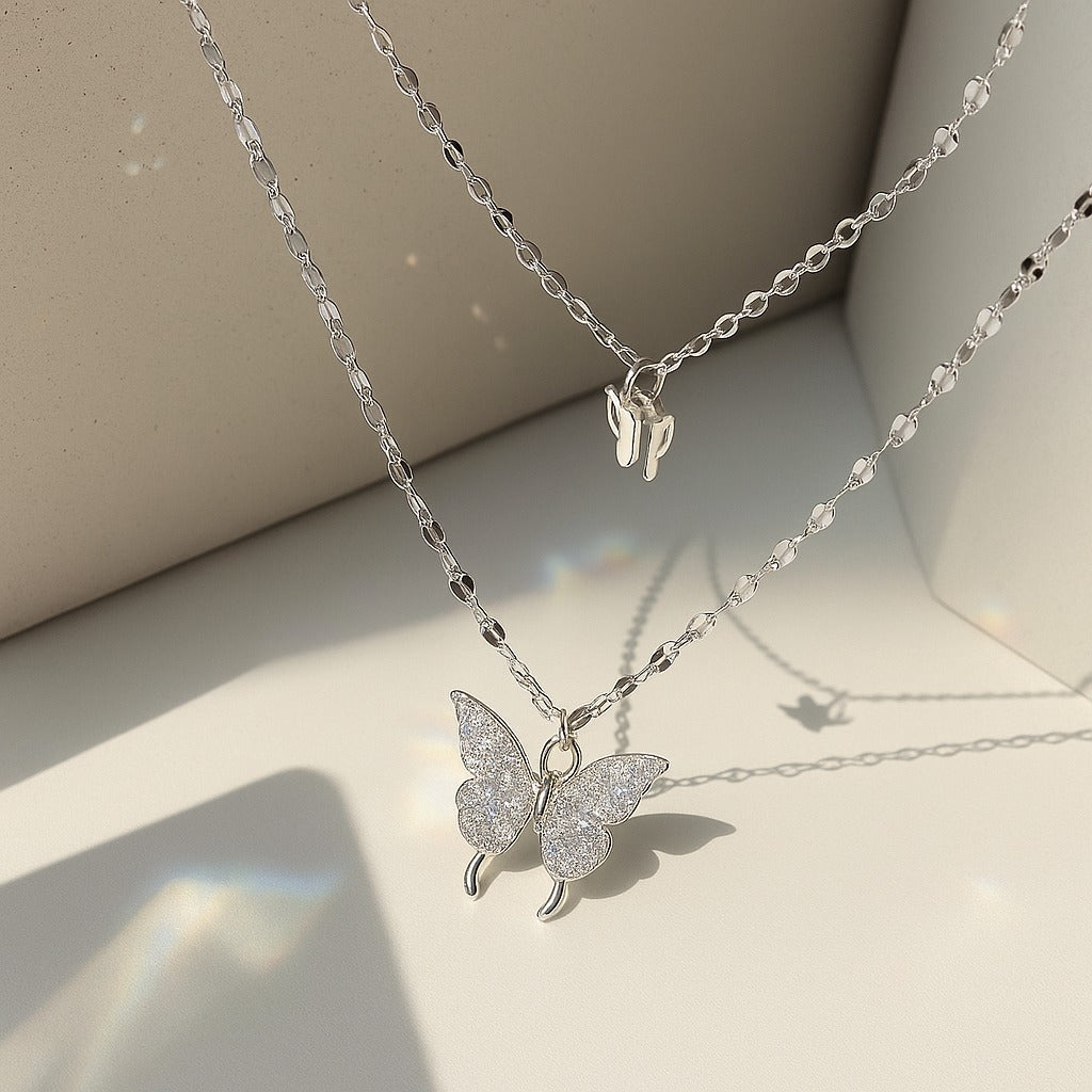 cubic zirconia silver plated alloy necklace