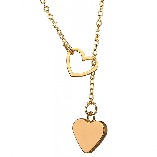 Gold-Plated Heart Lariat Pendant girls chain necklace