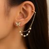 Elegant Butterfly Pearl Chain Earrings – 2-in-1 Versatile Style