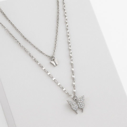 Cubic Zirconia Silver Plated Alloy Necklace