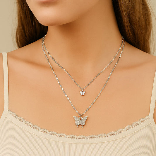 Cubic Zirconia Silver Plated Alloy Necklace