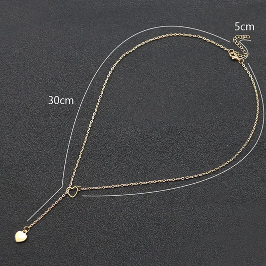 Gold-Plated Heart Lariat Pendant girls chain necklace