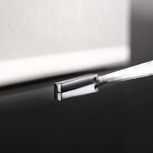 Pure Titanium Steel Ultra Polished 3D Silver Cuboid Vertical Bar Pendant with 24inch Round Box Chain for Men & Boys
