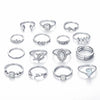 Latest Stylish Metal Boho Midi Finger Rings for Women and Girls - Set of 15 (D12962r), Silver