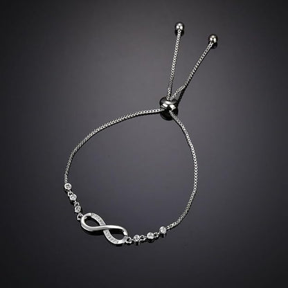 Love Crystal Infinity Bracelet for Women CZ Diamonds Latest Stylish Adjustable Charm Tennis Bracelet for Girls