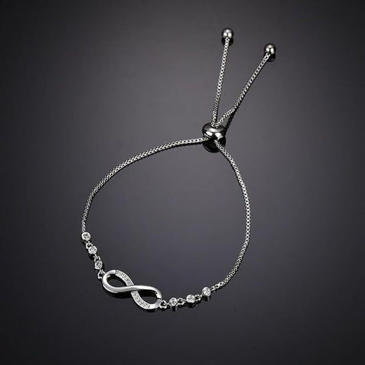 Love Crystal Infinity Bracelet for Women CZ Diamonds Latest Stylish Adjustable Charm Tennis Bracelet for Girls