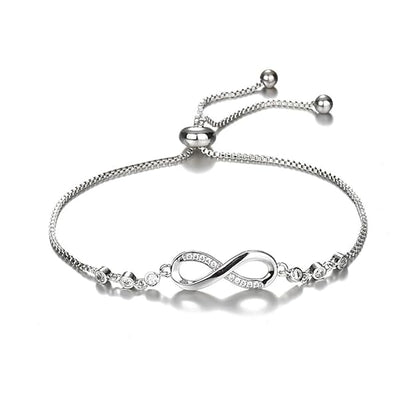 Love Crystal Infinity Bracelet for Women CZ Diamonds Latest Stylish Adjustable Charm Tennis Bracelet for Girls