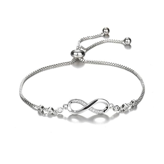 Love Crystal Infinity Bracelet for Women CZ Diamonds Latest Stylish Adjustable Charm Tennis Bracelet for Girls