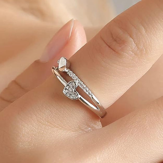 Hug Silver Ring For Women I AM Enough Love Adjustable Finger Rings For Women Girls Love Gifts Women's Jewellery Rings Combo