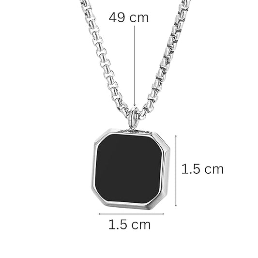 Anti Tarnish Stainless Steel Midnight Charisma Locket Neck Chain for Men | Stylish Pendant Necklace | Jewellery Accessories for Boys | Minimal Jewelry | Gifts for Boyfriend & Husband