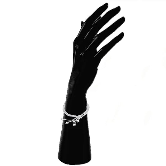 Mahi Heart Charm Silver Rhodium Plated Alloy Bracelet for Women