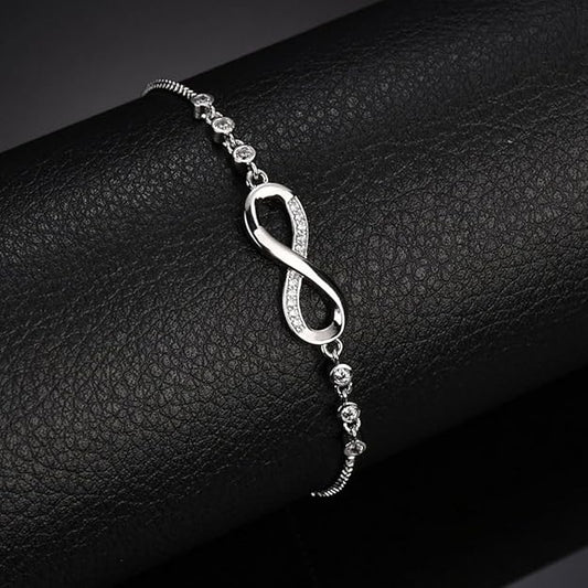 Love Crystal Infinity Bracelet for Women CZ Diamonds Latest Stylish Adjustable Charm Tennis Bracelet for Girls