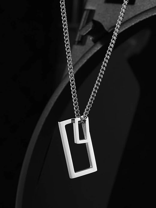 Chain Pendant for Men Fashion Black Pendants For Men | Silver Pendant Necklace | Stainless Steel Chain for Men | Accessories for Men | Birthday Gift for Men & Boys