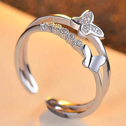 Hug Silver Ring For Women I AM Enough Love Adjustable Finger Rings For Women Girls Love Gifts Women's Jewellery Rings Combo