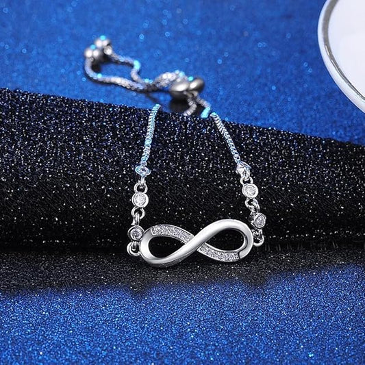 Love Crystal Infinity Bracelet for Women CZ Diamonds Latest Stylish Adjustable Charm Tennis Bracelet for Girls