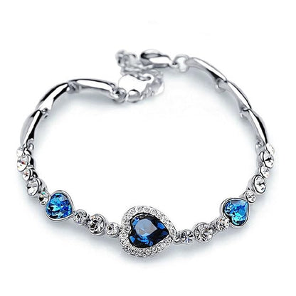 Oviya Magical Love Tripple Heart Bracelet with Crystal Stones