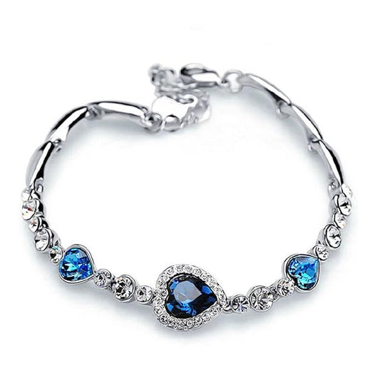 Oviya Magical Love Tripple Heart Bracelet with Crystal Stones