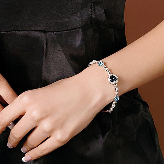 Oviya Magical Love Tripple Heart Bracelet with Crystal Stones