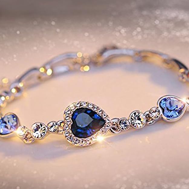 oviya magical love tripple heart bracelet with crystal stones