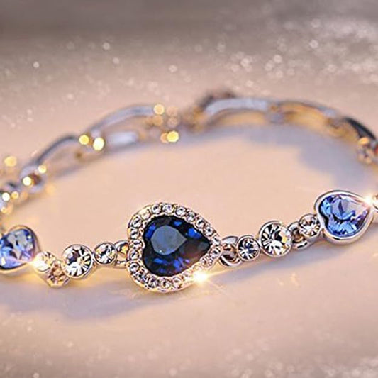 Oviya Magical Love Tripple Heart Bracelet with Crystal Stones