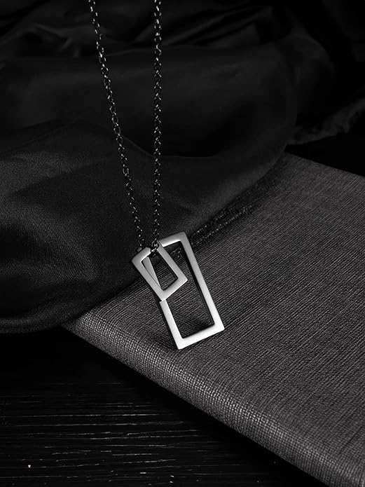Chain Pendant for Men Fashion Black Pendants For Men | Silver Pendant Necklace | Stainless Steel Chain for Men | Accessories for Men | Birthday Gift for Men & Boys