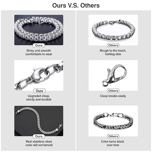 Chain for Men, Luxury Pure Titanium Steel Chain | Silver Stainless Steel Chain | Necklace Jewellery for Men & Boys