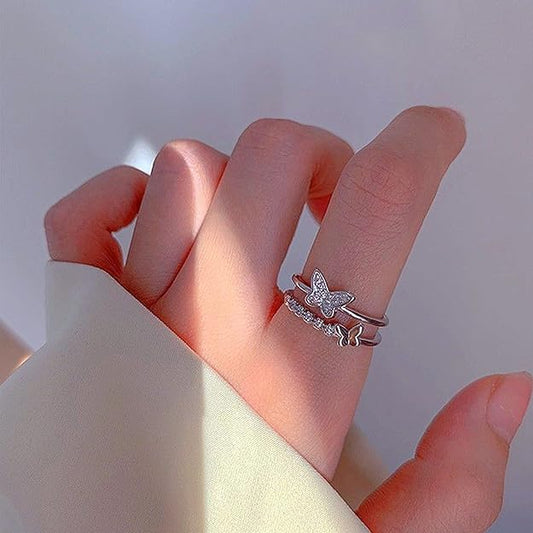 Hug Silver Ring For Women I AM Enough Love Adjustable Finger Rings For Women Girls Love Gifts Women's Jewellery Rings Combo