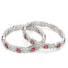 Silver Toned American Diamond Square Shaped studded Bangle Jewellery Set for Girls and Women (Set Of 2)