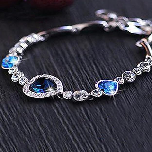 oviya magical love tripple heart bracelet with crystal stones