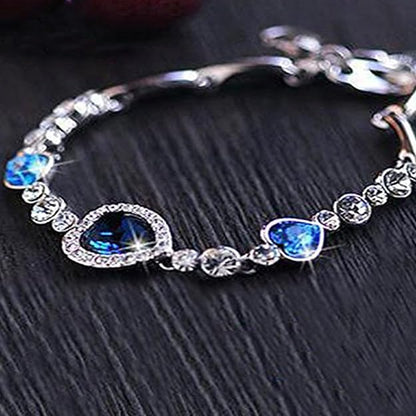 Oviya Magical Love Tripple Heart Bracelet with Crystal Stones