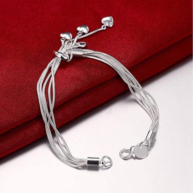 mahi heart charm silver rhodium plated alloy bracelet for women