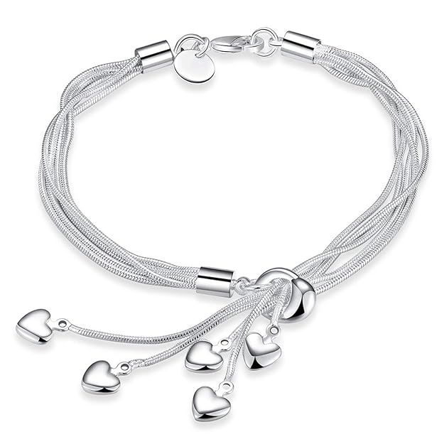 mahi heart charm silver rhodium plated alloy bracelet for women