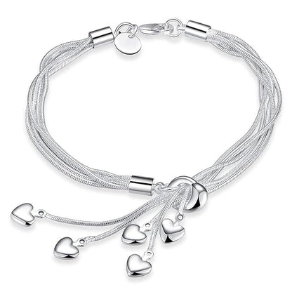 Mahi Heart Charm Silver Rhodium Plated Alloy Bracelet for Women