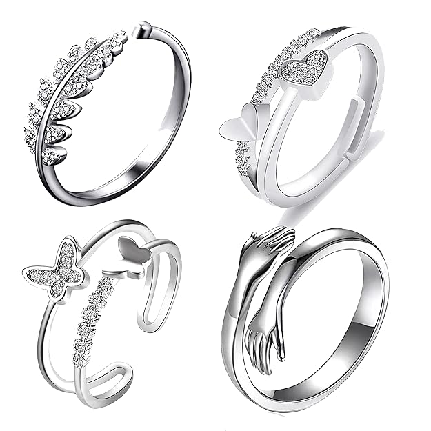 hug silver ring for women i am enough love adjustable finger rings for women girls love gifts women's jewellery rings combo