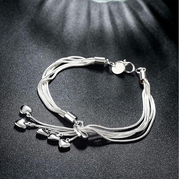 mahi heart charm silver rhodium plated alloy bracelet for women