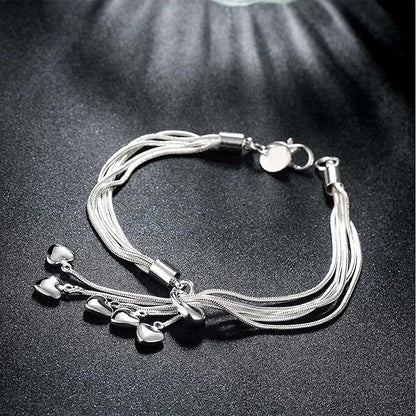 Mahi Heart Charm Silver Rhodium Plated Alloy Bracelet for Women