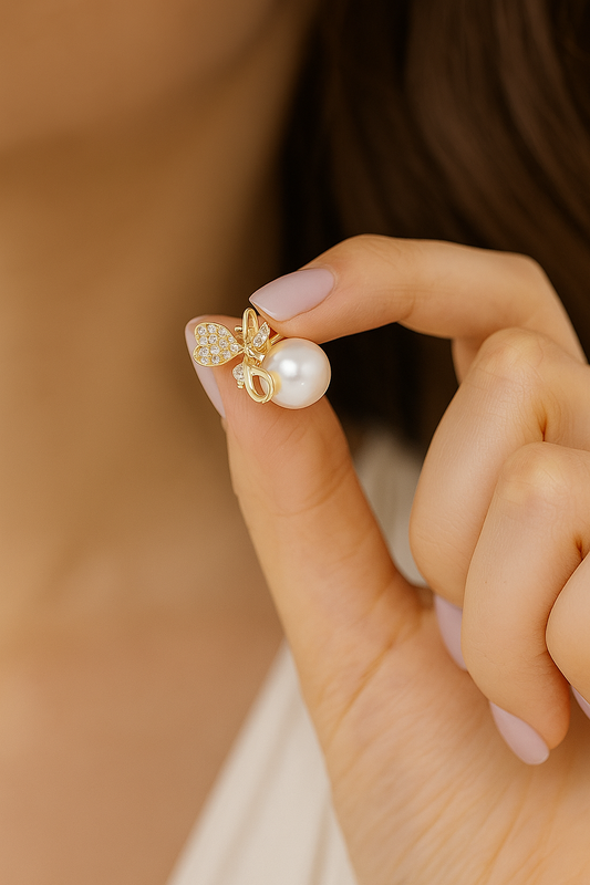 Pearl Stud Earrings for Women & Girls | Heart Bow Design, Trendy Fashion Jewelry, Elegant Gift