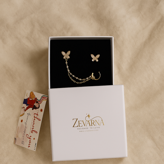 Elegant Butterfly Pearl Chain Earrings – 2-in-1 Versatile Style